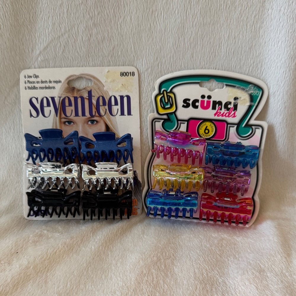 Vintage Multicolor Hair Clips Sets - Scunci Seventeen - NEW - Jaw Clips - 1990’s